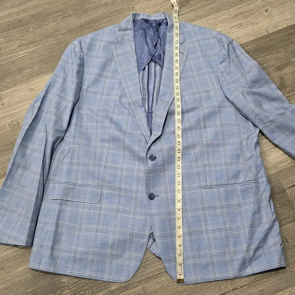 Hart Schaffner Marx Super 130's Blue Plaid Double Button Blazer